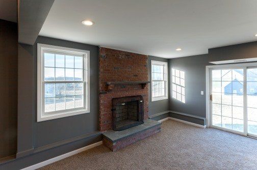 Finished Basement Family Room Fireplace
